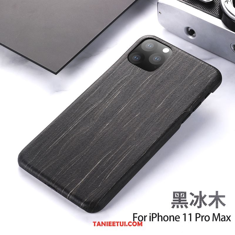 Etui iPhone 11 Pro Max Kreatywne Nowy Drewniany, Pokrowce iPhone 11 Pro Max Osobowość Z Litego Drewna Ochraniacz Braun