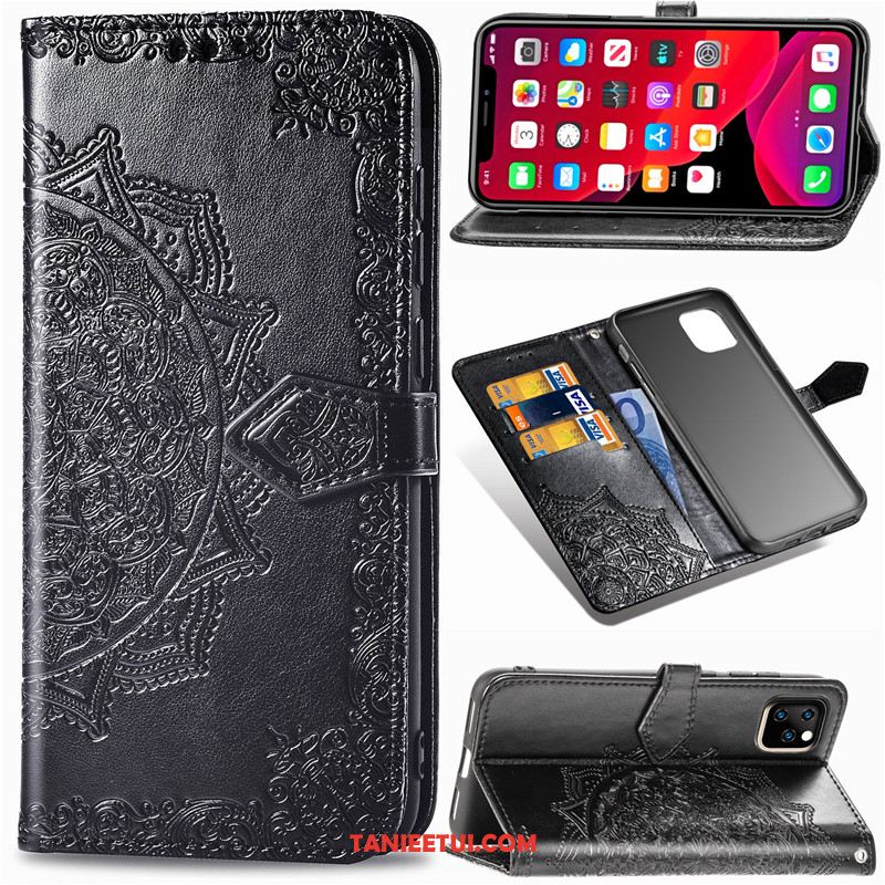 Etui iPhone 11 Pro Max Relief Wiszące Ozdoby Jednolity Kolor, Pokrowce iPhone 11 Pro Max Skórzany Futerał Sztuczna Skóra Ochraniacz