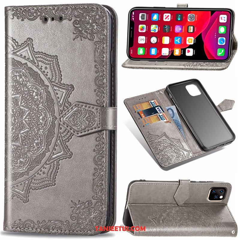 Etui iPhone 11 Pro Max Relief Wiszące Ozdoby Jednolity Kolor, Pokrowce iPhone 11 Pro Max Skórzany Futerał Sztuczna Skóra Ochraniacz