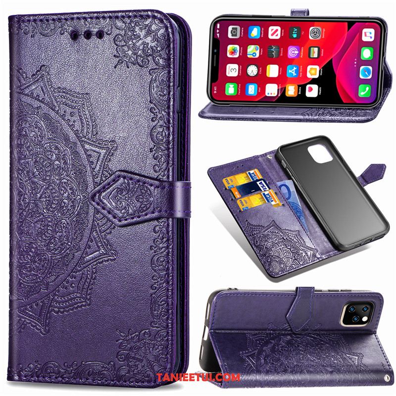 Etui iPhone 11 Pro Max Relief Wiszące Ozdoby Jednolity Kolor, Pokrowce iPhone 11 Pro Max Skórzany Futerał Sztuczna Skóra Ochraniacz