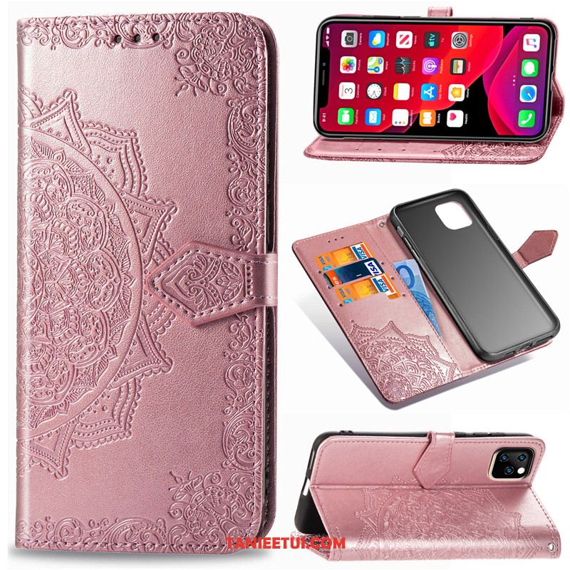 Etui iPhone 11 Pro Max Relief Wiszące Ozdoby Jednolity Kolor, Pokrowce iPhone 11 Pro Max Skórzany Futerał Sztuczna Skóra Ochraniacz