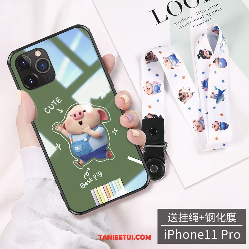 Etui iPhone 11 Pro Max Telefon Komórkowy Kreskówka Tendencja, Futerał iPhone 11 Pro Max Czerwony Netto Nowy Szkło