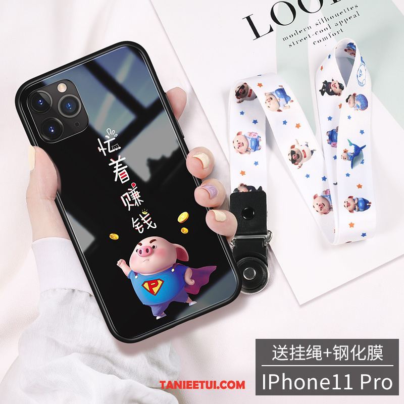 Etui iPhone 11 Pro Max Telefon Komórkowy Kreskówka Tendencja, Futerał iPhone 11 Pro Max Czerwony Netto Nowy Szkło