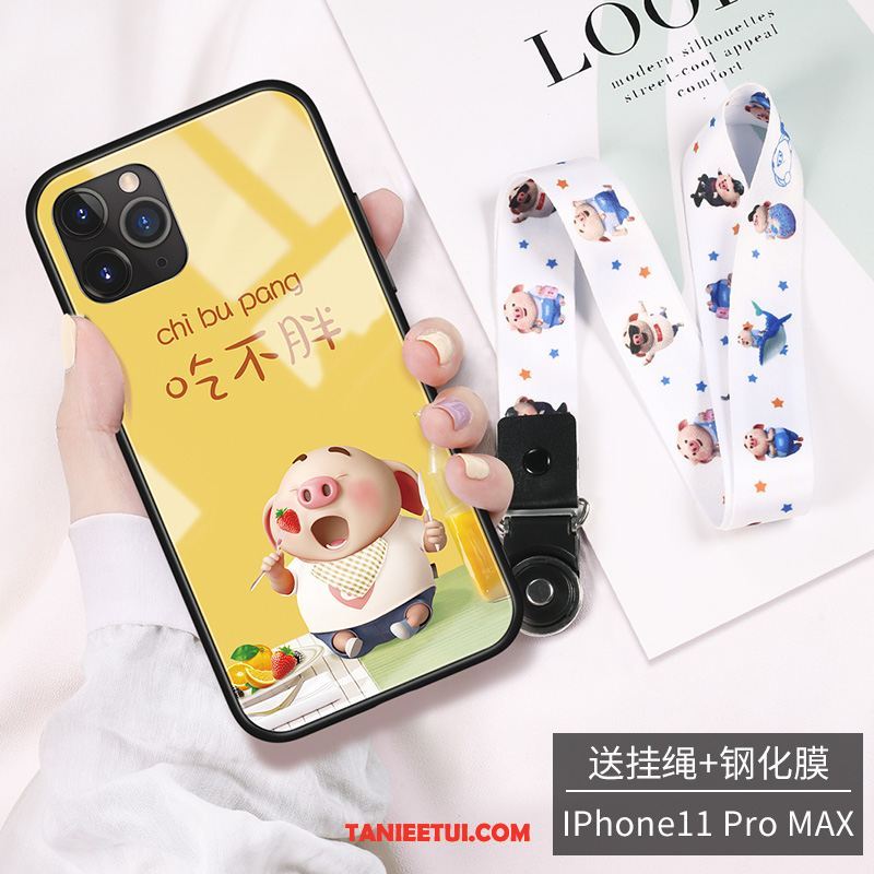 Etui iPhone 11 Pro Max Telefon Komórkowy Kreskówka Tendencja, Futerał iPhone 11 Pro Max Czerwony Netto Nowy Szkło