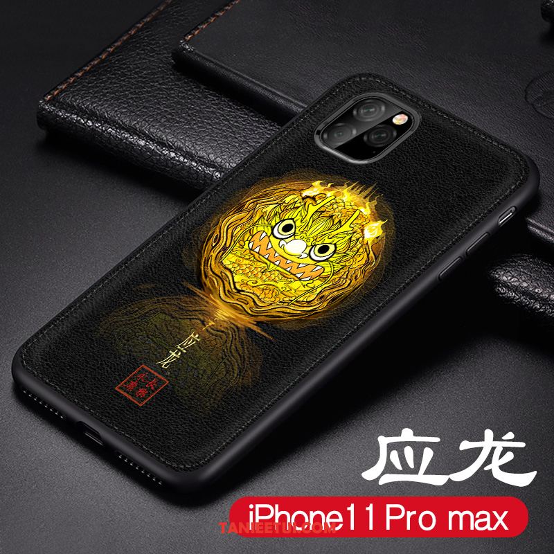 Etui iPhone 11 Pro Max Tendencja All Inclusive Żółty, Futerał iPhone 11 Pro Max Relief Nubuku Ochraniacz