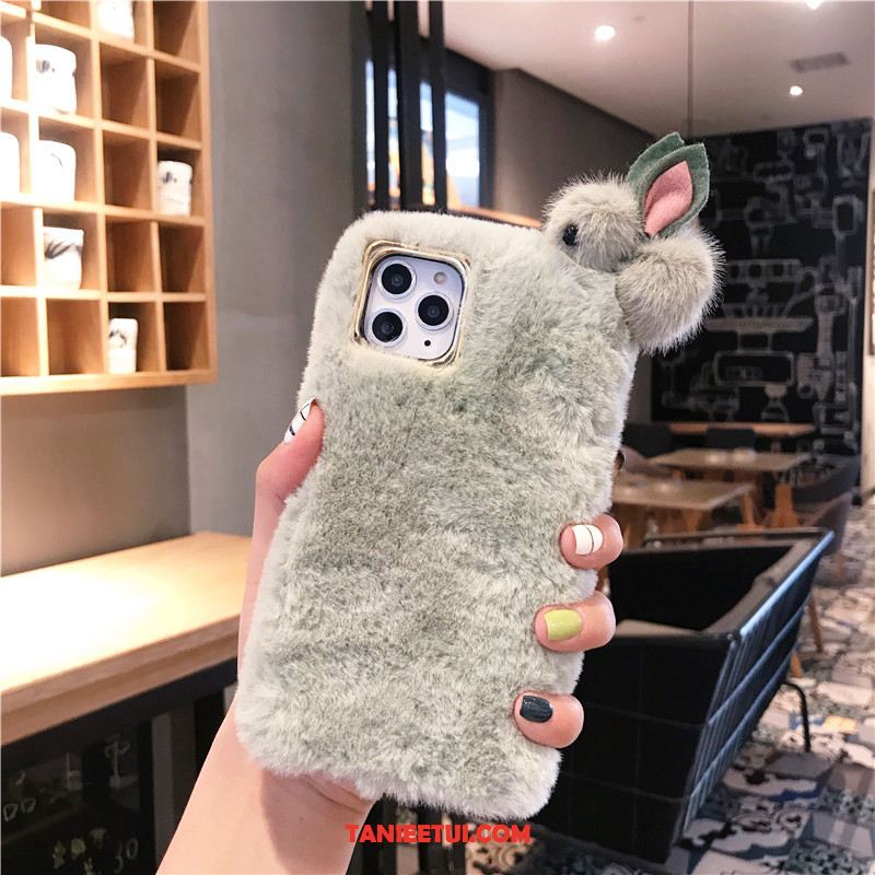 Etui iPhone 11 Pro Miękki Pluszowa Trójwymiarowy, Futerał iPhone 11 Pro Aksamit Różowe Bunny