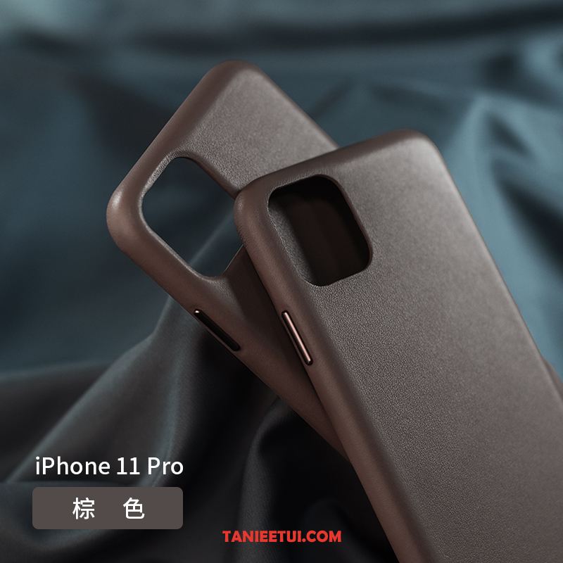 Etui iPhone 11 Pro Nowy Anti-fall Modna Marka, Obudowa iPhone 11 Pro Skóra Prawdziwa Skóra Czerwony Netto Braun