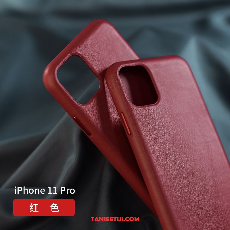 Etui iPhone 11 Pro Nowy Anti-fall Modna Marka, Obudowa iPhone 11 Pro Skóra Prawdziwa Skóra Czerwony Netto Braun