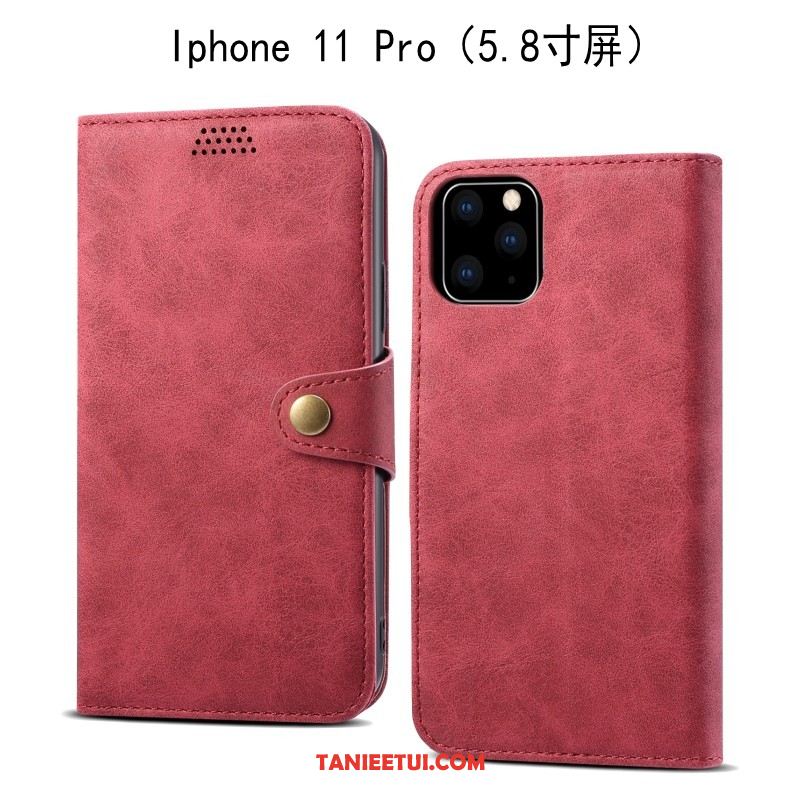 Etui iPhone 11 Pro Skórzany Futerał Szary Anti-fall, Obudowa iPhone 11 Pro Ochraniacz Telefon Komórkowy Miękki