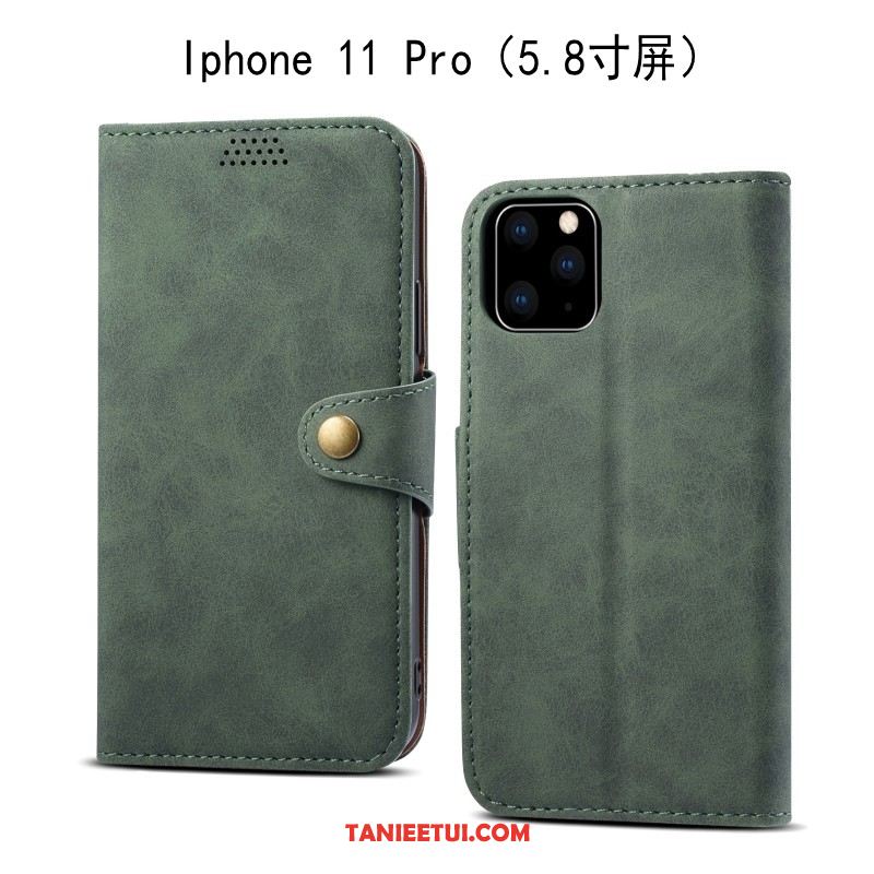 Etui iPhone 11 Pro Skórzany Futerał Szary Anti-fall, Obudowa iPhone 11 Pro Ochraniacz Telefon Komórkowy Miękki