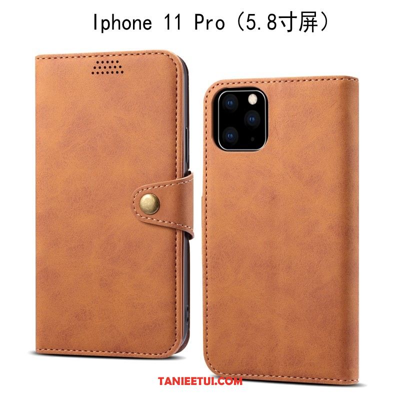 Etui iPhone 11 Pro Skórzany Futerał Szary Anti-fall, Obudowa iPhone 11 Pro Ochraniacz Telefon Komórkowy Miękki