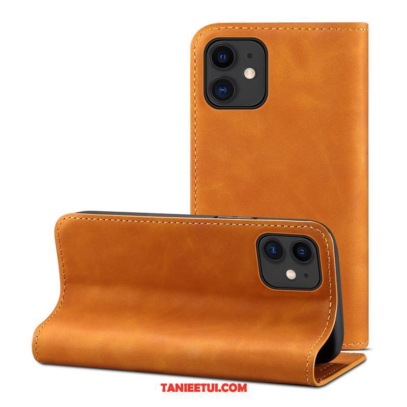 Etui iPhone 12 Karta Vintage Portfel, Pokrowce iPhone 12 Prawdziwa Skóra Niebieski Telefon Komórkowy