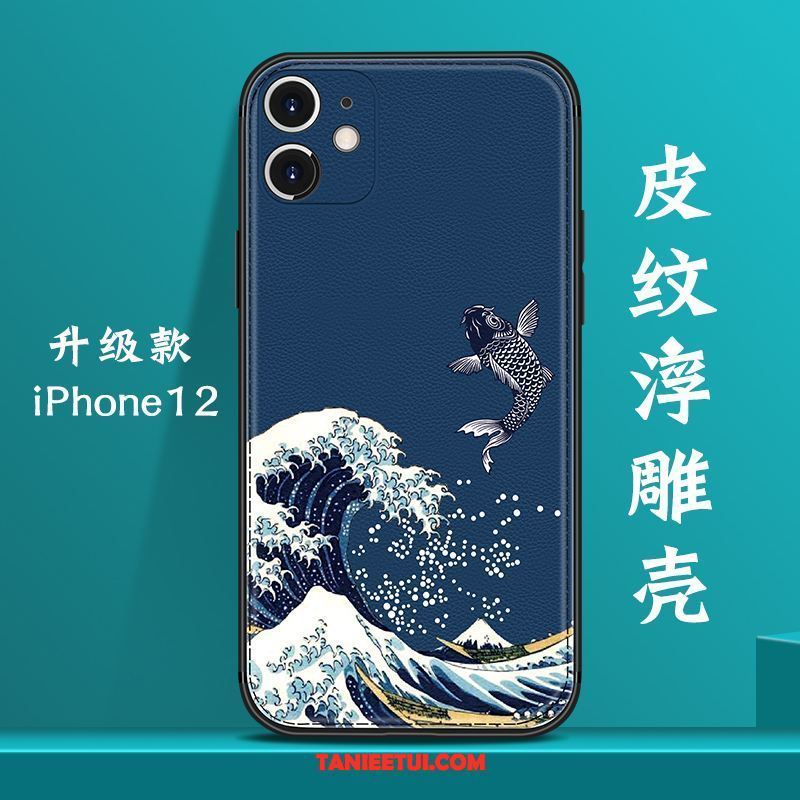 Etui iPhone 12 Kreatywne Chiński Styl Anti-fall, Futerał iPhone 12 Modna Marka Nowy Niebieski