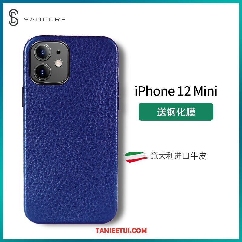 Etui iPhone 12 Mini Purpurowy Czerwony Netto Prawdziwa Skóra, Pokrowce iPhone 12 Mini Skóra Gwiazda Telefon Komórkowy