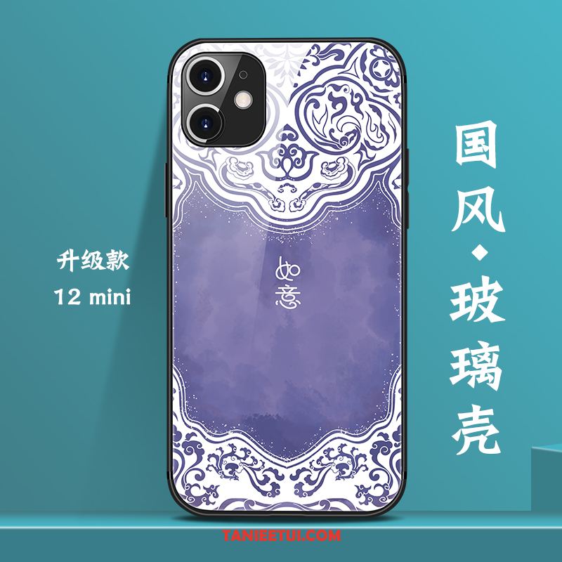 Etui iPhone 12 Mini Purpurowy Modna Marka Szkło, Futerał iPhone 12 Mini Chiński Styl Telefon Komórkowy Czerwony Netto