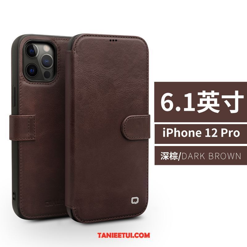 Etui iPhone 12 Pro Telefon Komórkowy Skórzany All Inclusive, Futerał iPhone 12 Pro Karta Ochraniacz Prawdziwa Skóra Braun