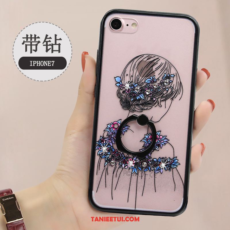 Etui iPhone 7 Plus Anti-fall Luksusowy Czerwony, Obudowa iPhone 7 Plus Ochraniacz Ring Rhinestone