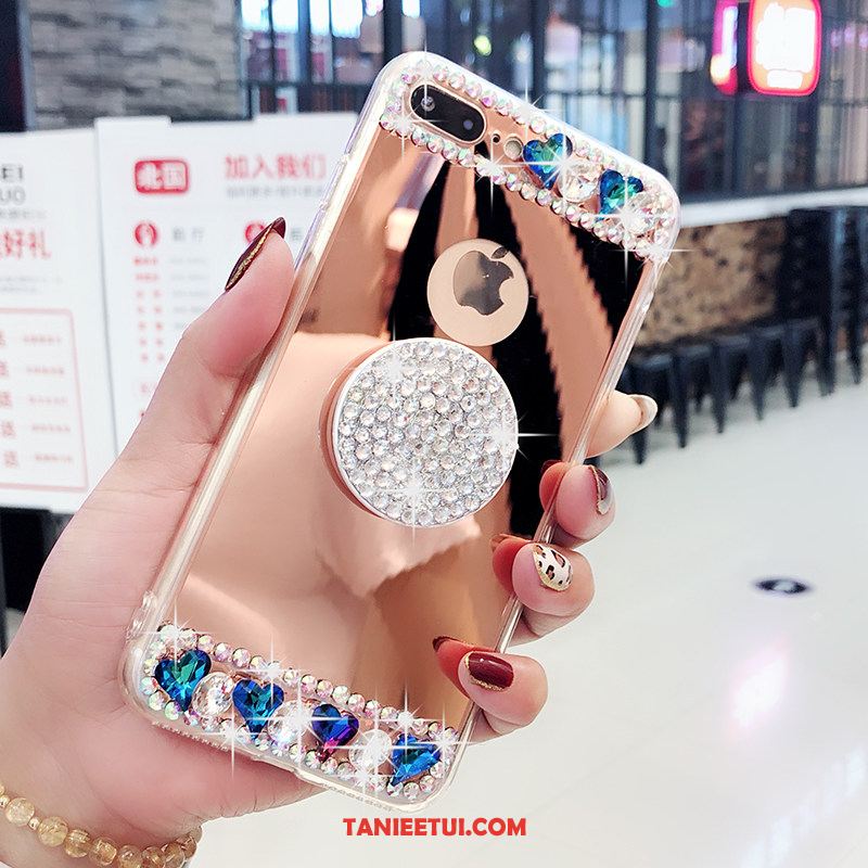 Etui iPhone 7 Plus Telefon Komórkowy Rhinestone Czerwony Netto, Obudowa iPhone 7 Plus Tendencja Lustro Ochraniacz