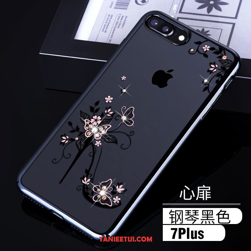 Etui iPhone 7 Plus Trudno Różowe Złoto Przezroczysty, Pokrowce iPhone 7 Plus Szkło Złoto Rhinestone