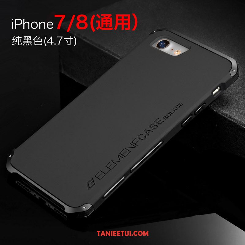 Etui iPhone 8 Granica Czarny Metal, Pokrowce iPhone 8 Tendencja Telefon Komórkowy Anti-fall