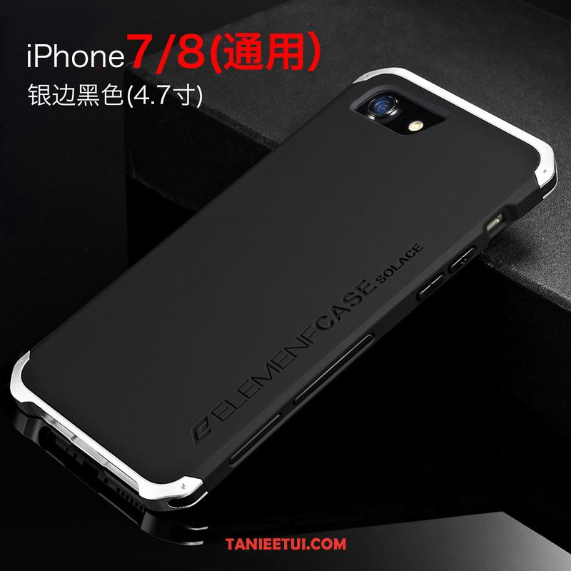 Etui iPhone 8 Granica Czarny Metal, Pokrowce iPhone 8 Tendencja Telefon Komórkowy Anti-fall