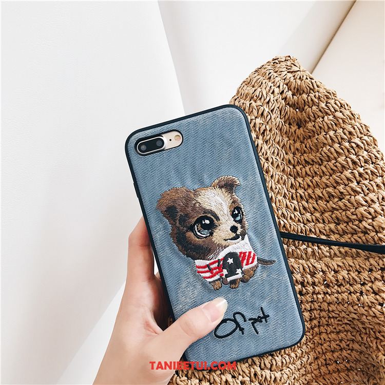 Etui iPhone 8 Plus Denim Eleganckie Silikonowe, Pokrowce iPhone 8 Plus Piękny Z Haftem Kreatywne