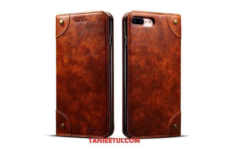 Etui iPhone 8 Plus Jasny Vintage Telefon Komórkowy, Futerał iPhone 8 Plus Miękki Portfel Anti-fall Braun