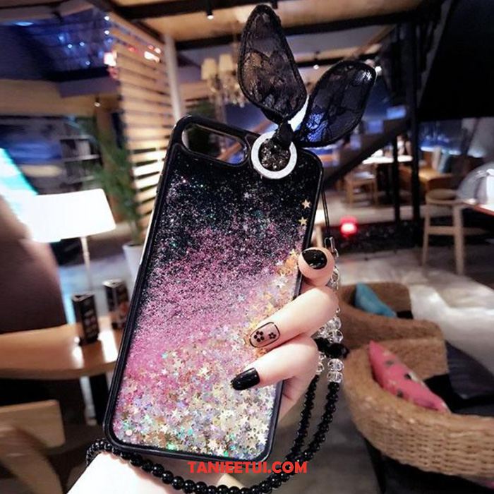 Etui iPhone 8 Plus Wiszące Ozdoby Purpurowy Bunny, Futerał iPhone 8 Plus Quicksand Liquid Kreatywne