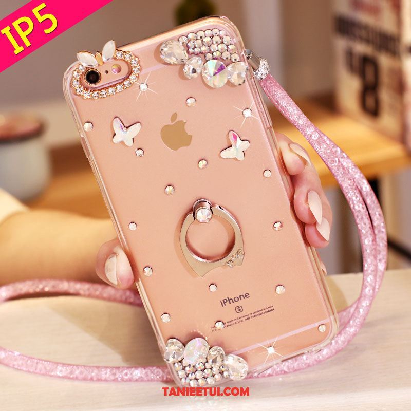 Etui iPhone Se Rhinestone Kryształ Miękki, Futerał iPhone Se Wiszące Ozdoby Ring Telefon Komórkowy