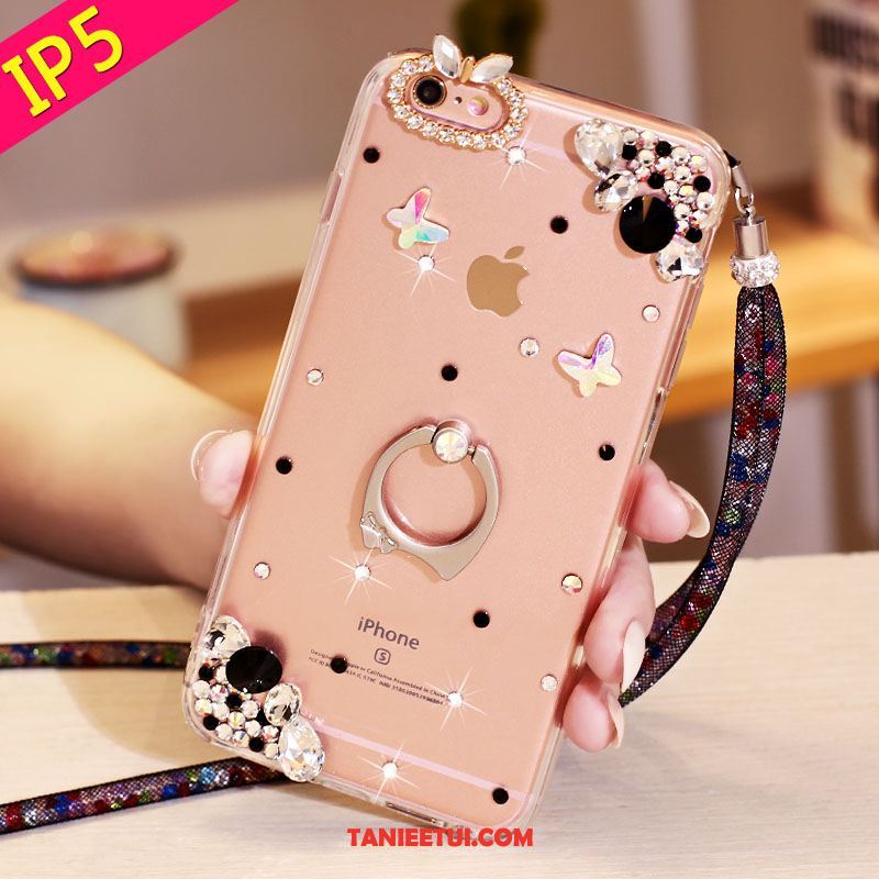 Etui iPhone Se Rhinestone Kryształ Miękki, Futerał iPhone Se Wiszące Ozdoby Ring Telefon Komórkowy