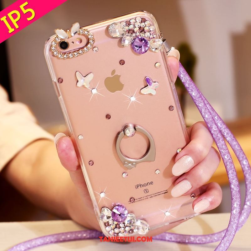 Etui iPhone Se Rhinestone Kryształ Miękki, Futerał iPhone Se Wiszące Ozdoby Ring Telefon Komórkowy