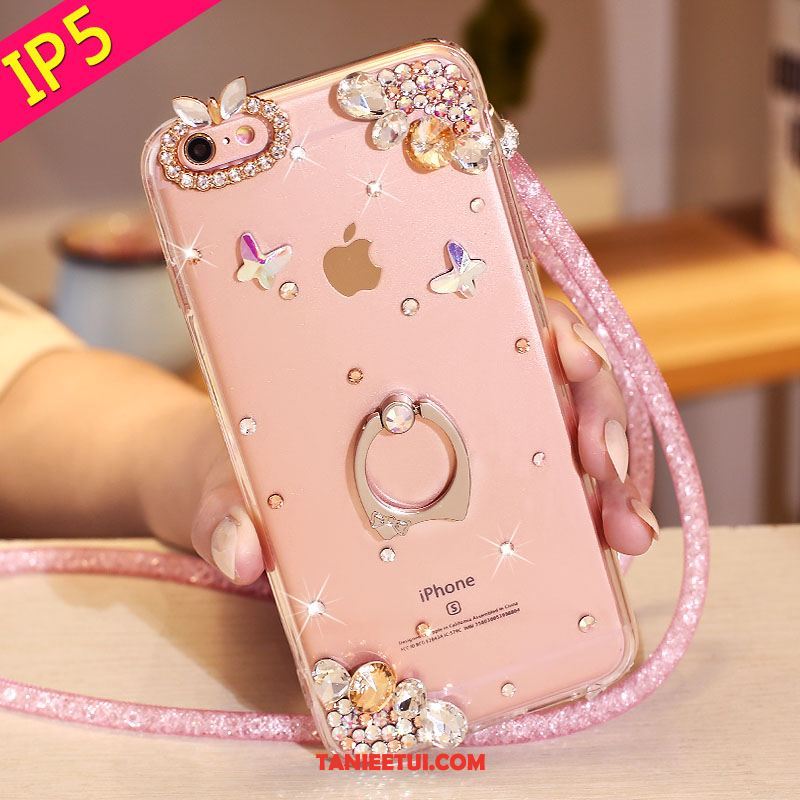 Etui iPhone Se Rhinestone Kryształ Miękki, Futerał iPhone Se Wiszące Ozdoby Ring Telefon Komórkowy