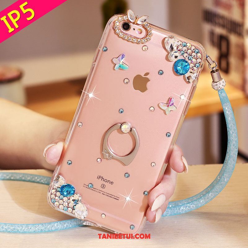 Etui iPhone Se Rhinestone Kryształ Miękki, Futerał iPhone Se Wiszące Ozdoby Ring Telefon Komórkowy