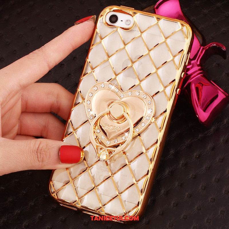 Etui iPhone Se Ring Rhinestone Różowe Złoto, Futerał iPhone Se Ochraniacz Silikonowe Proszek