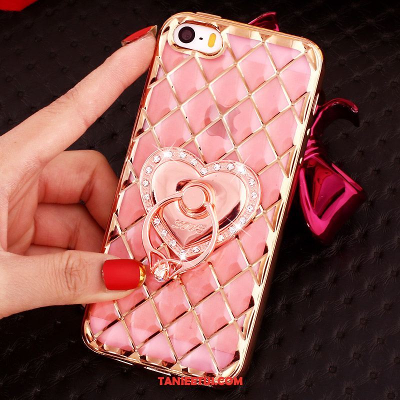 Etui iPhone Se Ring Rhinestone Różowe Złoto, Futerał iPhone Se Ochraniacz Silikonowe Proszek