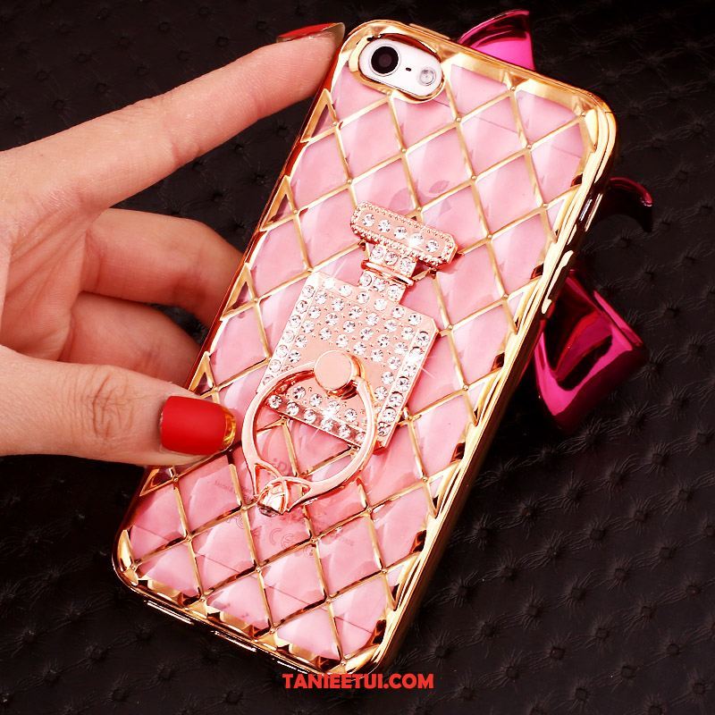 Etui iPhone Se Ring Rhinestone Różowe Złoto, Futerał iPhone Se Ochraniacz Silikonowe Proszek