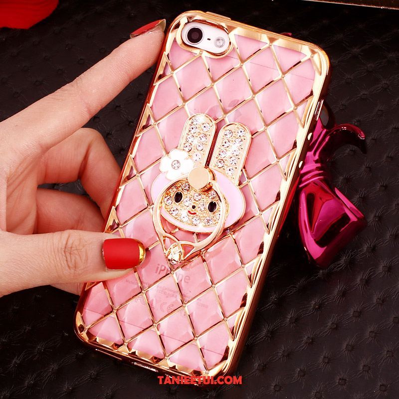 Etui iPhone Se Ring Rhinestone Różowe Złoto, Futerał iPhone Se Ochraniacz Silikonowe Proszek