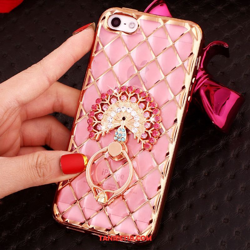 Etui iPhone Se Ring Rhinestone Różowe Złoto, Futerał iPhone Se Ochraniacz Silikonowe Proszek