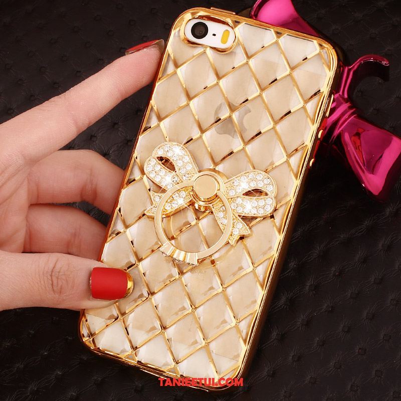 Etui iPhone Se Ring Rhinestone Różowe Złoto, Futerał iPhone Se Ochraniacz Silikonowe Proszek