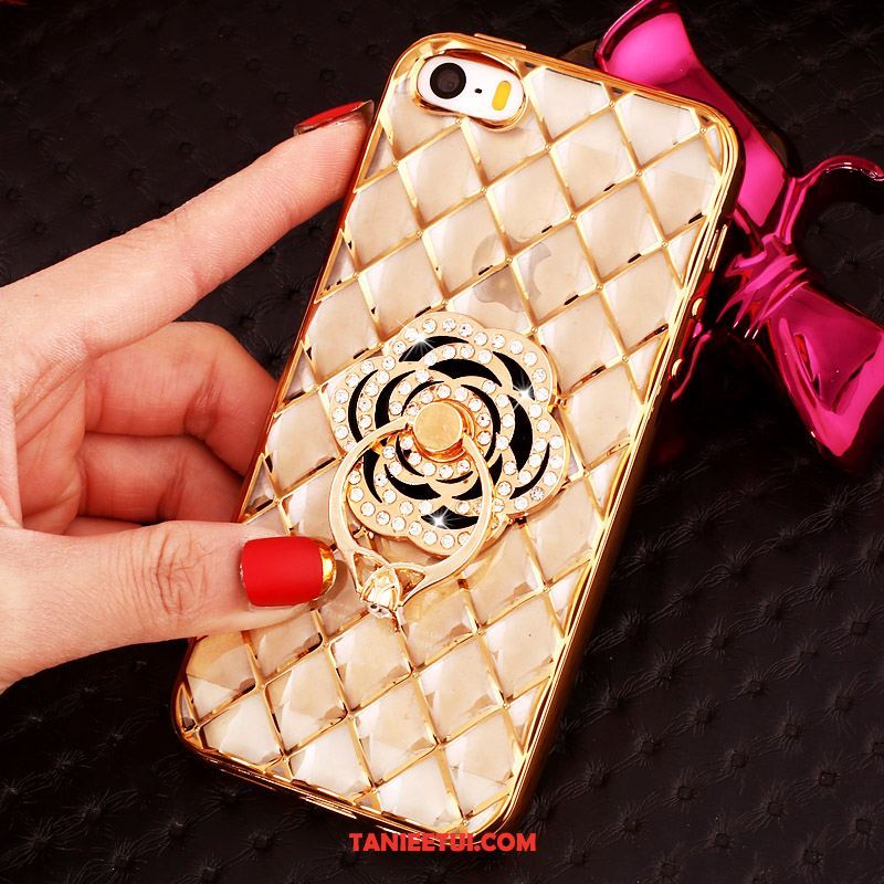 Etui iPhone Se Ring Rhinestone Różowe Złoto, Futerał iPhone Se Ochraniacz Silikonowe Proszek