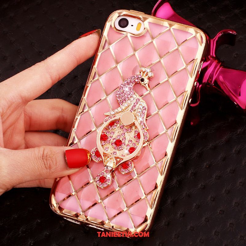 Etui iPhone Se Ring Rhinestone Różowe Złoto, Futerał iPhone Se Ochraniacz Silikonowe Proszek