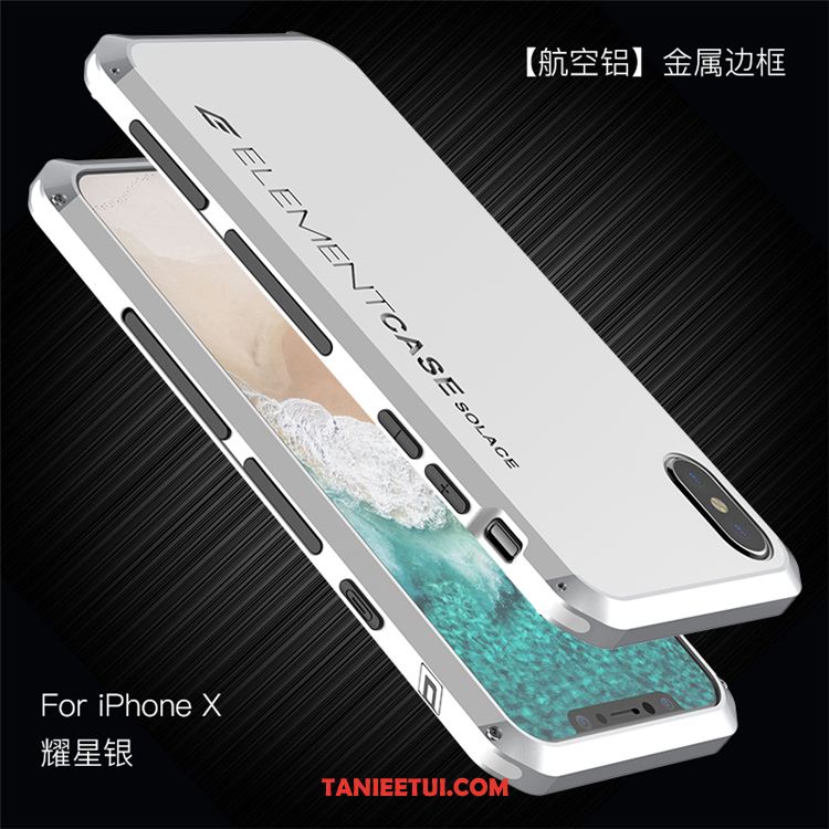 Etui iPhone X Anti-fall Ochraniacz Silikonowe, Futerał iPhone X Niebieski Metal Modna Marka