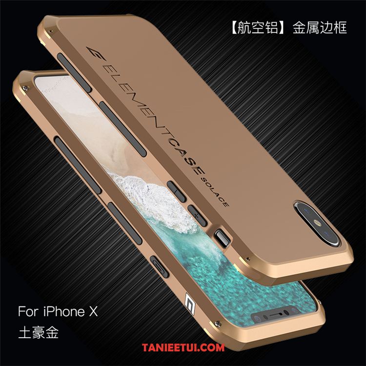 Etui iPhone X Anti-fall Ochraniacz Silikonowe, Futerał iPhone X Niebieski Metal Modna Marka