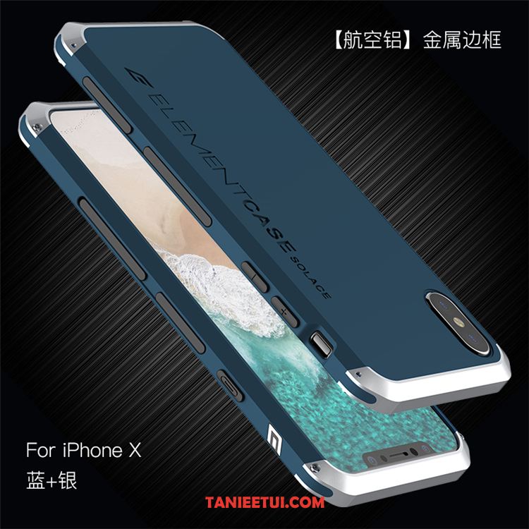 Etui iPhone X Anti-fall Ochraniacz Silikonowe, Futerał iPhone X Niebieski Metal Modna Marka