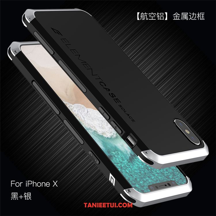 Etui iPhone X Anti-fall Ochraniacz Silikonowe, Futerał iPhone X Niebieski Metal Modna Marka