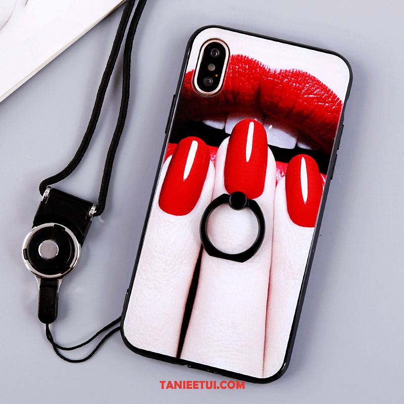 Etui iPhone X Klamra Ring Moda, Futerał iPhone X Wisząca Szyja Miękki Telefon Komórkowy