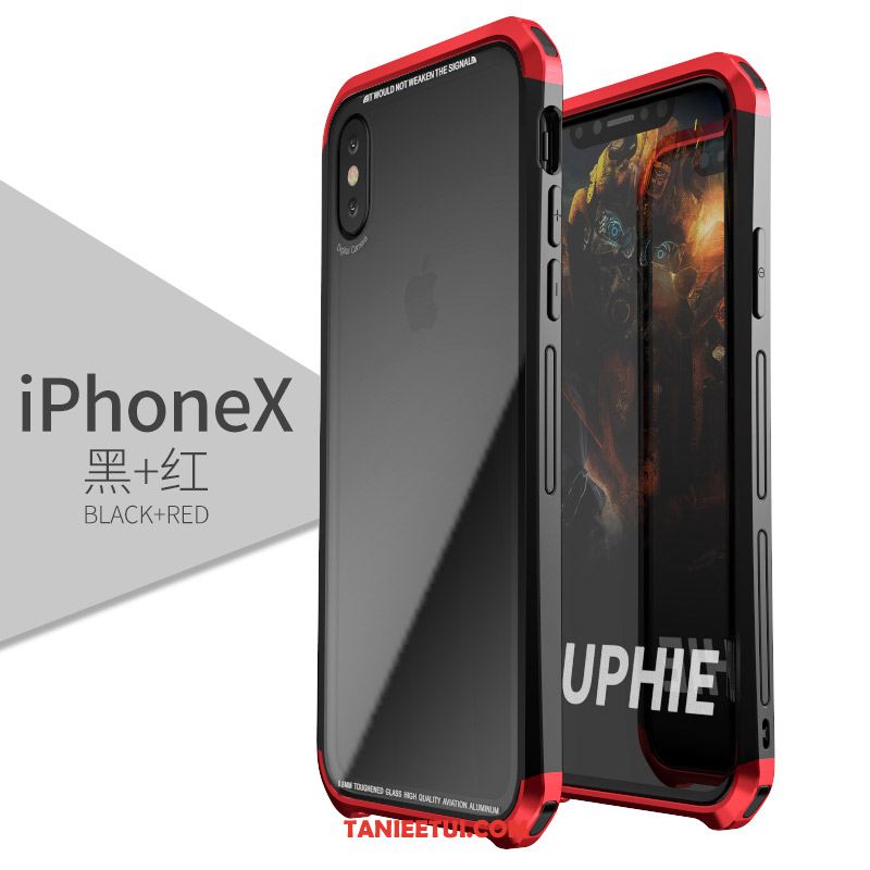 Etui iPhone X Telefon Komórkowy Granica Szkło Hartowane, Obudowa iPhone X Metal All Inclusive Złoto