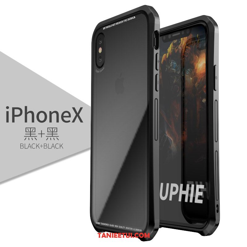 Etui iPhone X Telefon Komórkowy Granica Szkło Hartowane, Obudowa iPhone X Metal All Inclusive Złoto