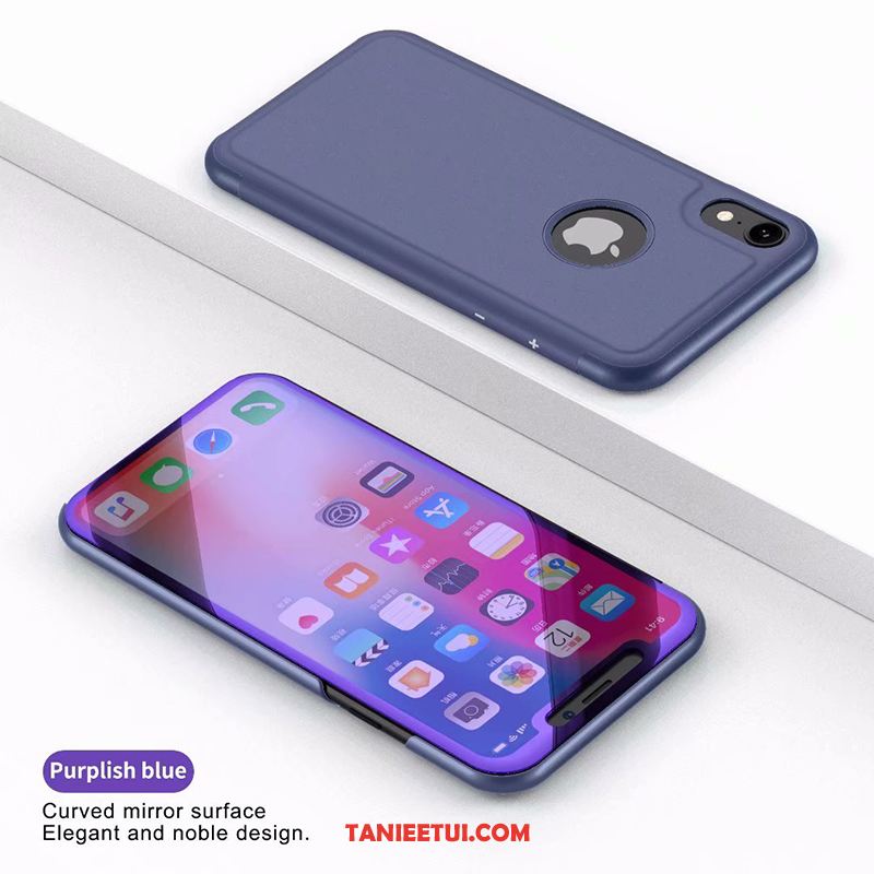 Etui iPhone Xr Lustro Skórzany Futerał Ochraniacz, Obudowa iPhone Xr Purpurowy Telefon Komórkowy Złoto