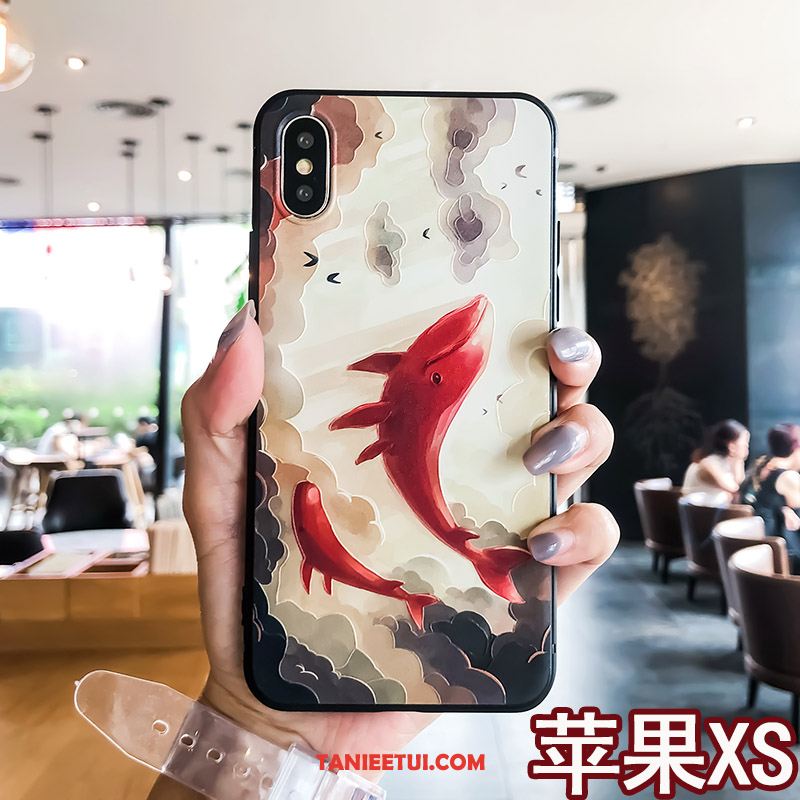 Etui iPhone Xs All Inclusive Anti-fall Nubuku, Obudowa iPhone Xs Relief Czerwony Netto Nowy